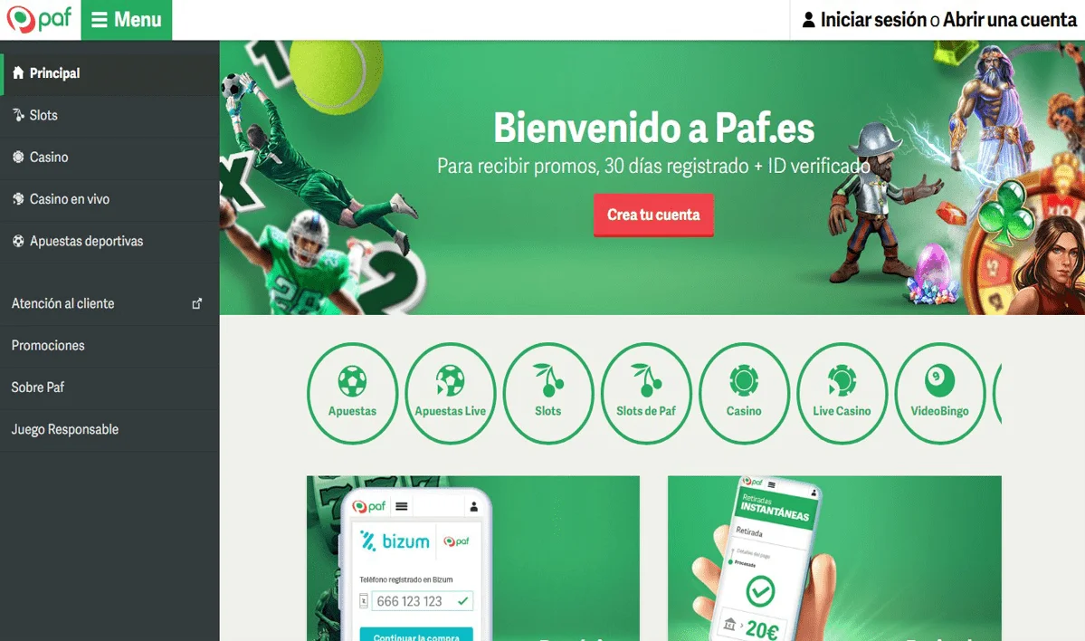 Paf apuestas y casino online